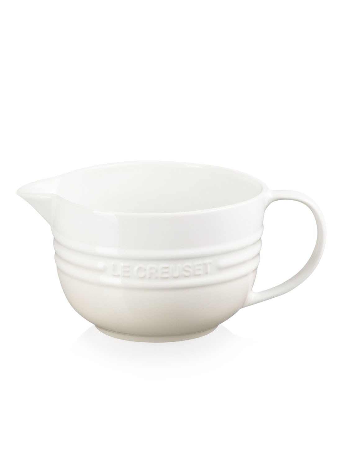 Le Creuset Beslagkom van aardewerk 2 liter - voorkant 4 meringue / beige
