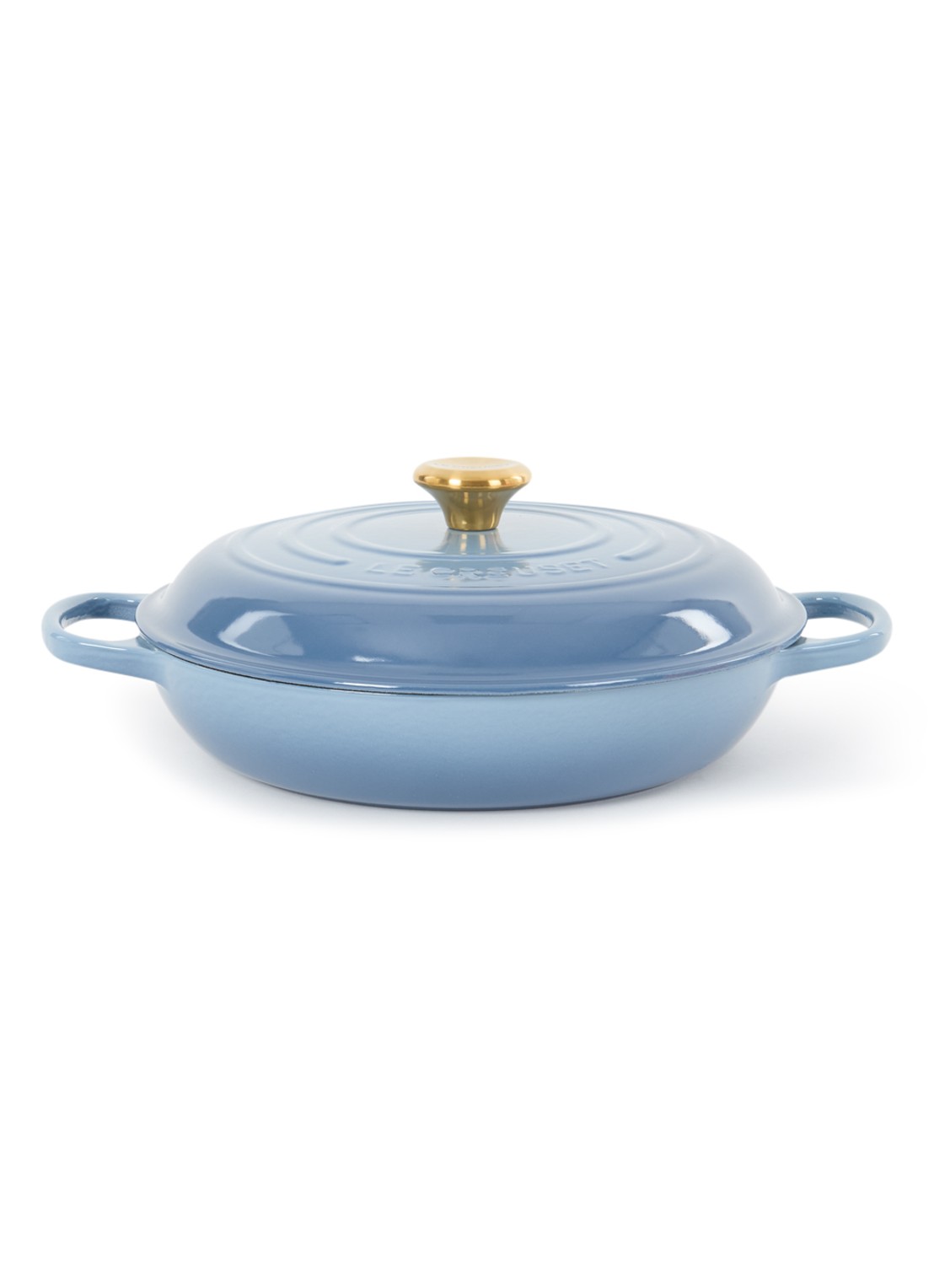Le Creuset Campagnard braad-/stoofpan Ø30 cm - voorkant 2 chambray / blauw