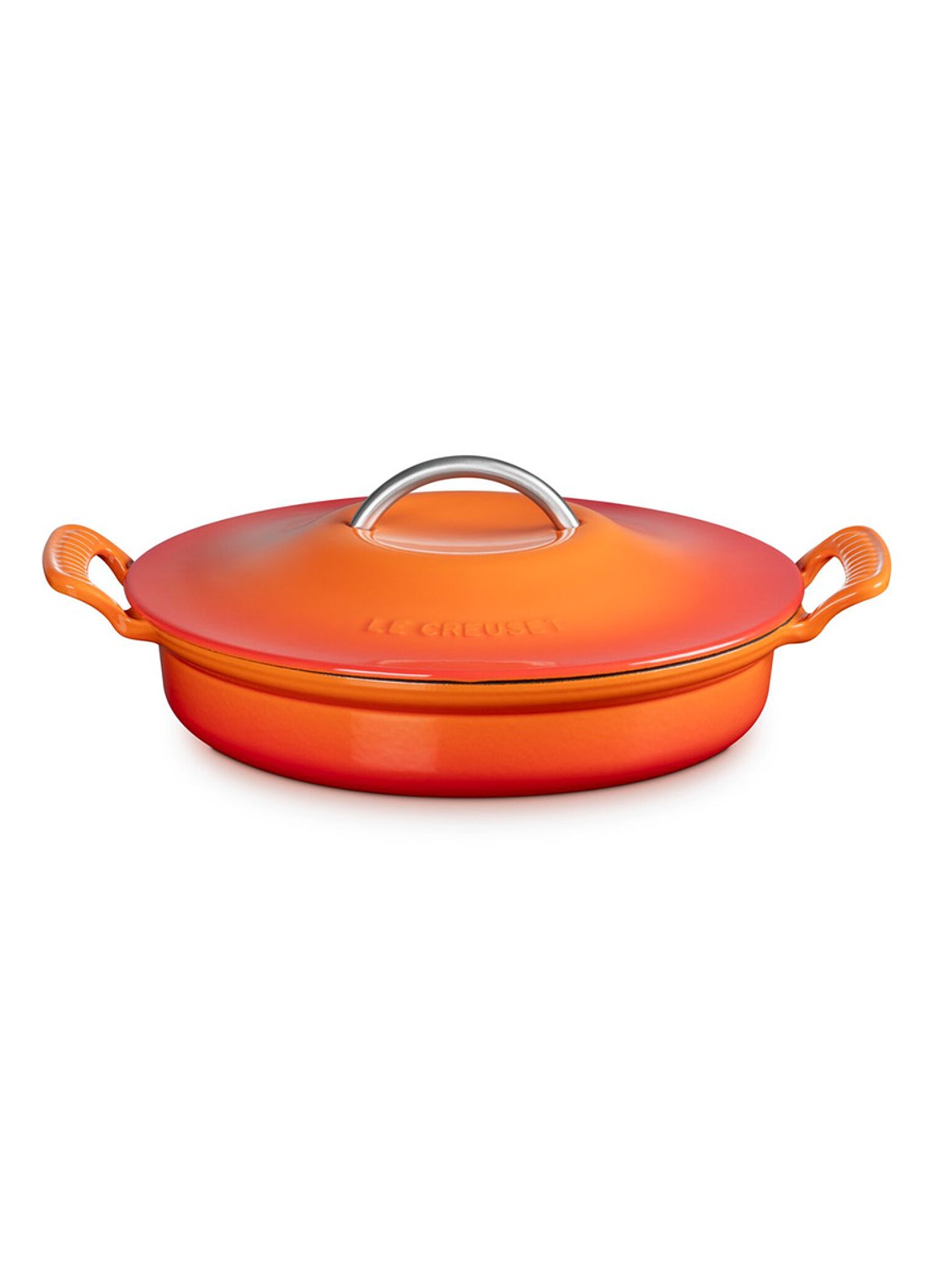 Le Creuset Campagnard Modern Heritage braadpan 28 cm - voorkant 4 oranjerood
