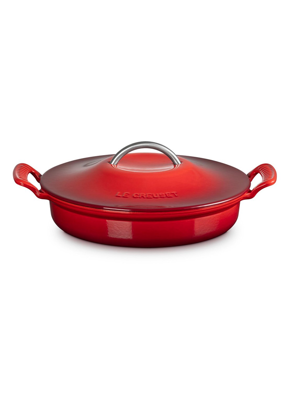 Le Creuset Campagnard Modern Heritage braadpan 28 cm - voorkant kersenrood