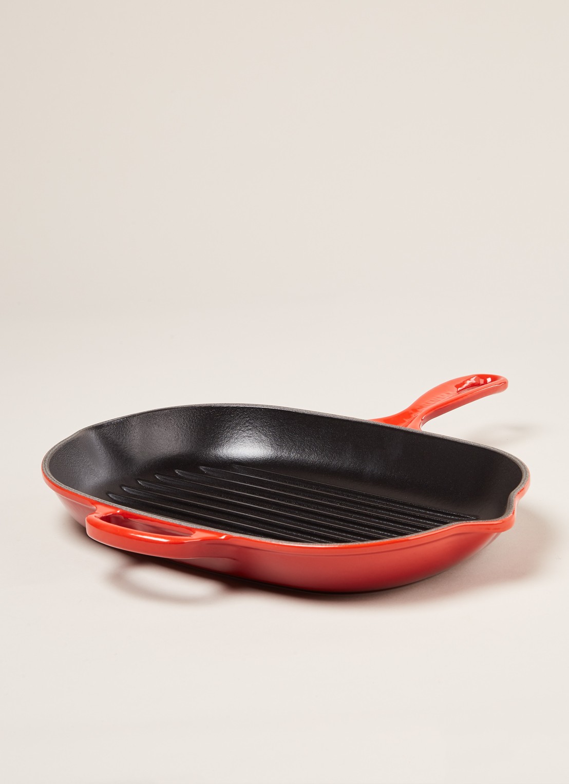 Le Creuset Grillpan ovaal 32 cm  - voorkant 3 kersenrood / rood