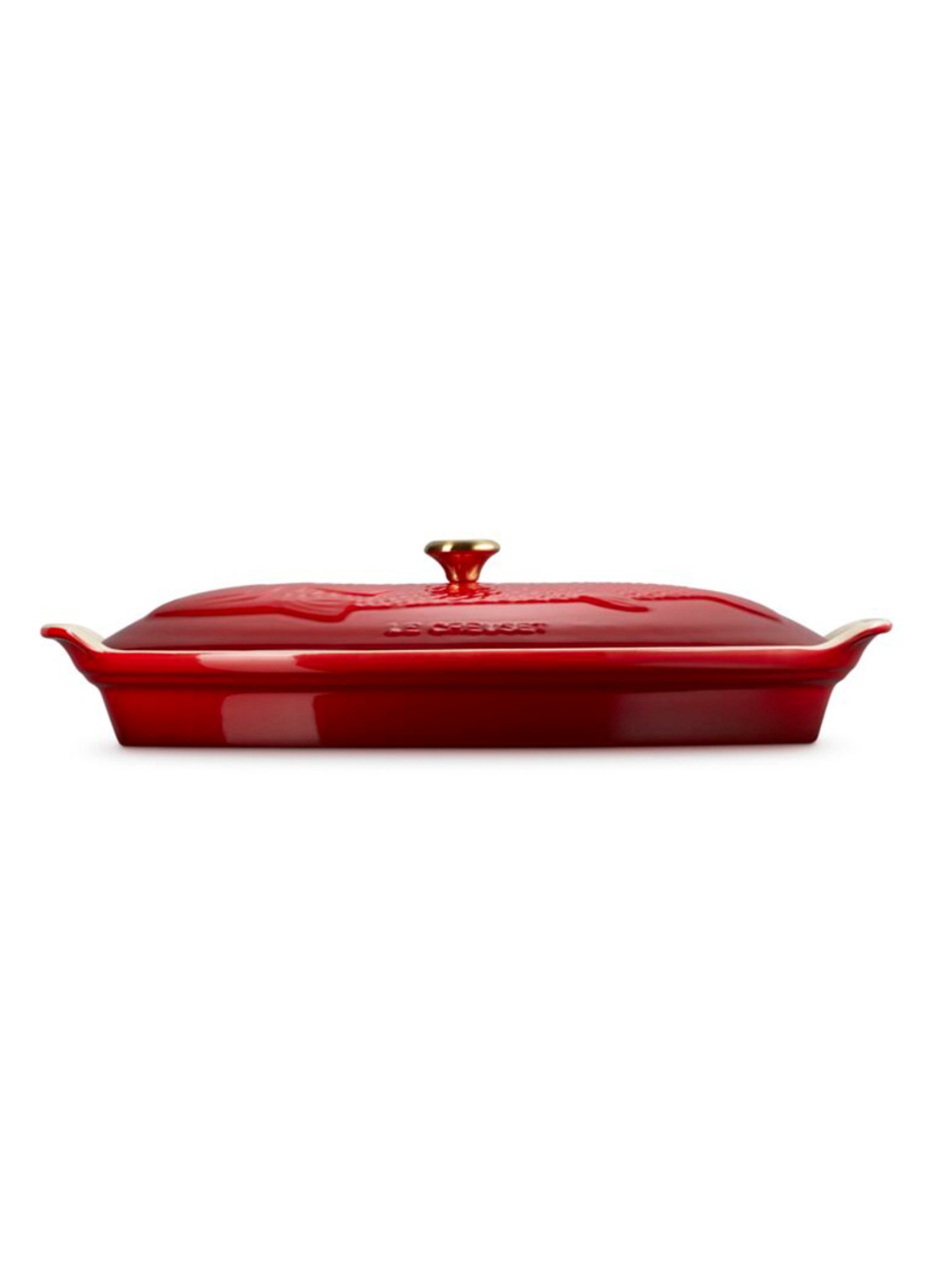 Le Creuset Heritage ovenschaal 41 cm - achterkant 4 donkerrood