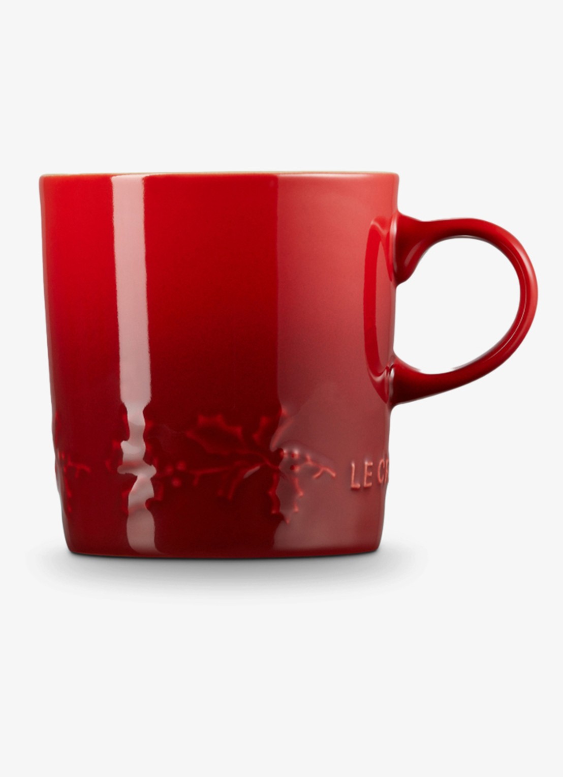 Le Creuset Holly mok 35 cl - achterkant donkerrood
