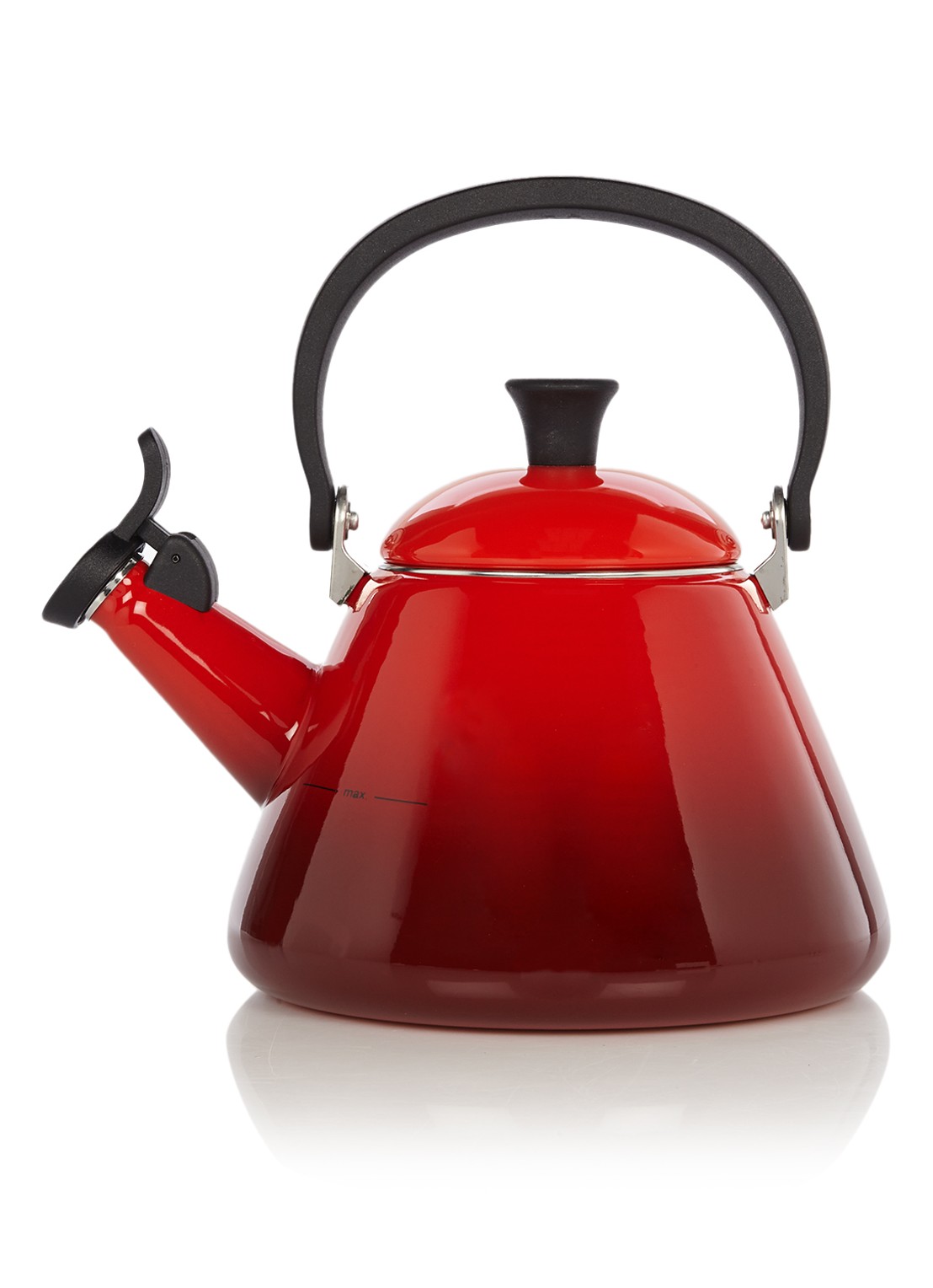 Le Creuset Kone fluitketel 1,6 liter - voorkant kersenrood / rood