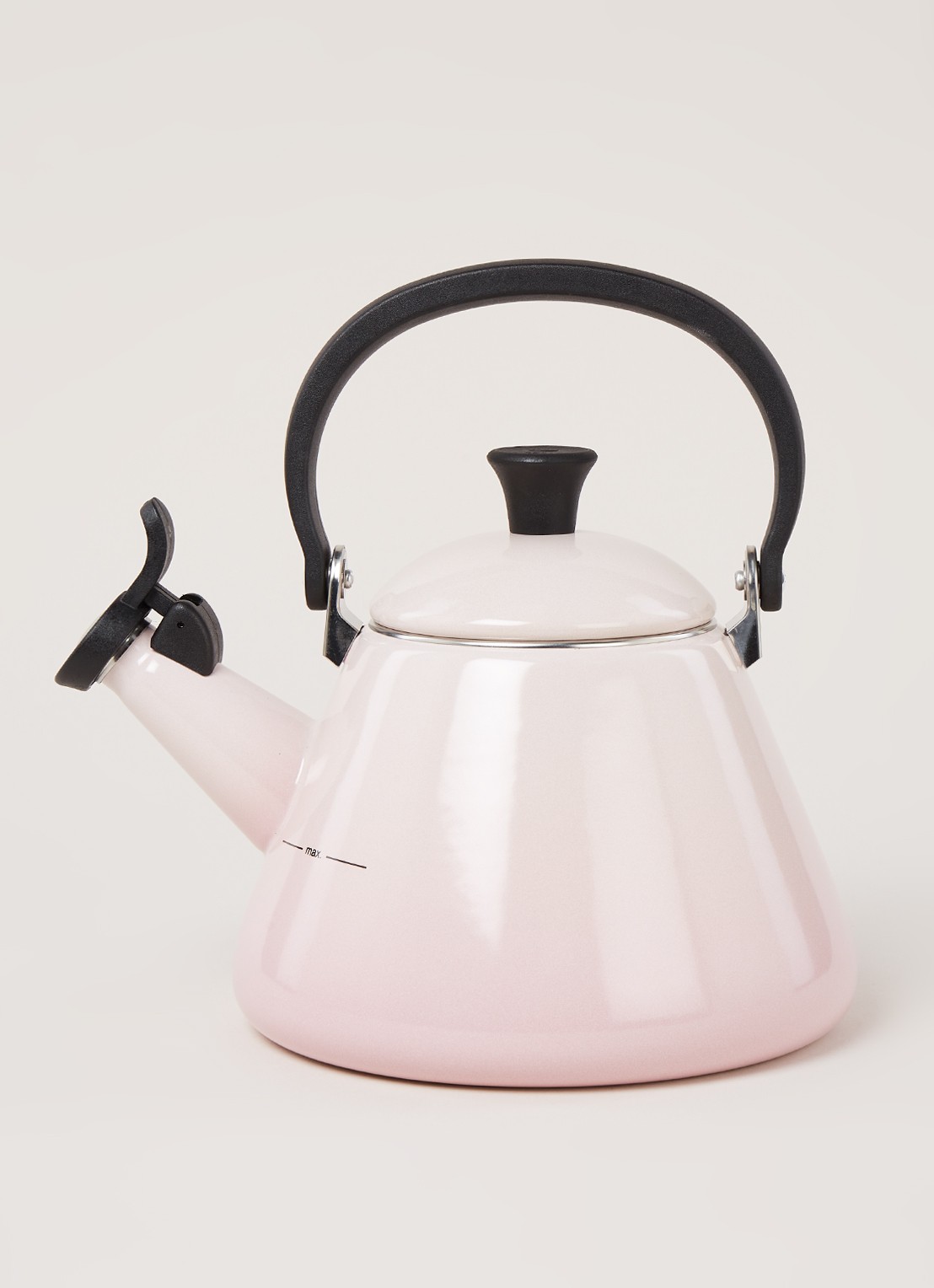 Le Creuset Kone fluitketel 1,6 liter - voorkant 3 shell pink / roze