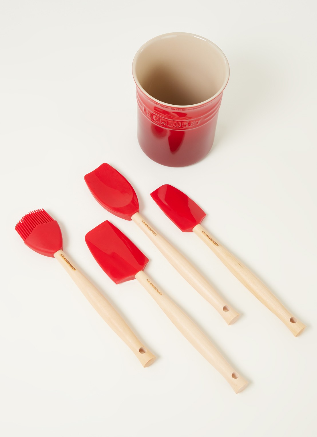 Le Creuset Lepelpot met 4 spatels - detail 3 kersenrood / rood