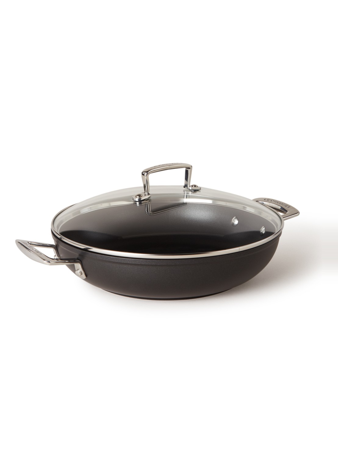 Le Creuset Les Forgées sauteerpan Ø28 cm - voorkant zwart