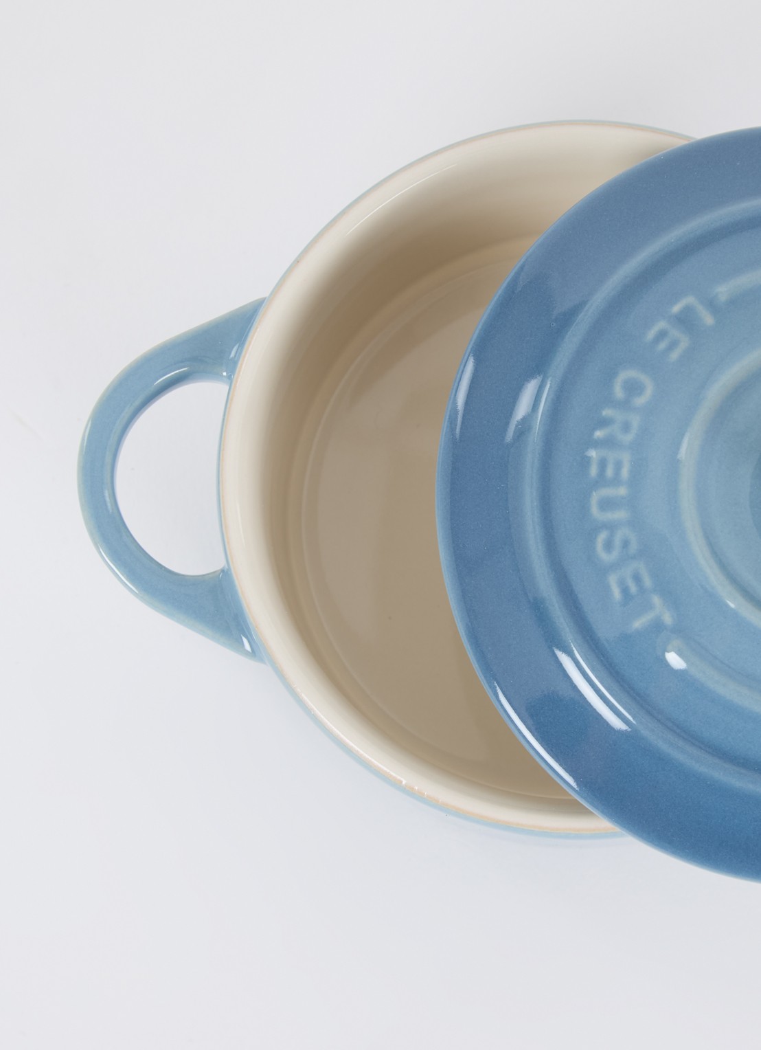 Le Creuset Mini Cocotte Ø10 cm - voorkant 3 chambray / blauw