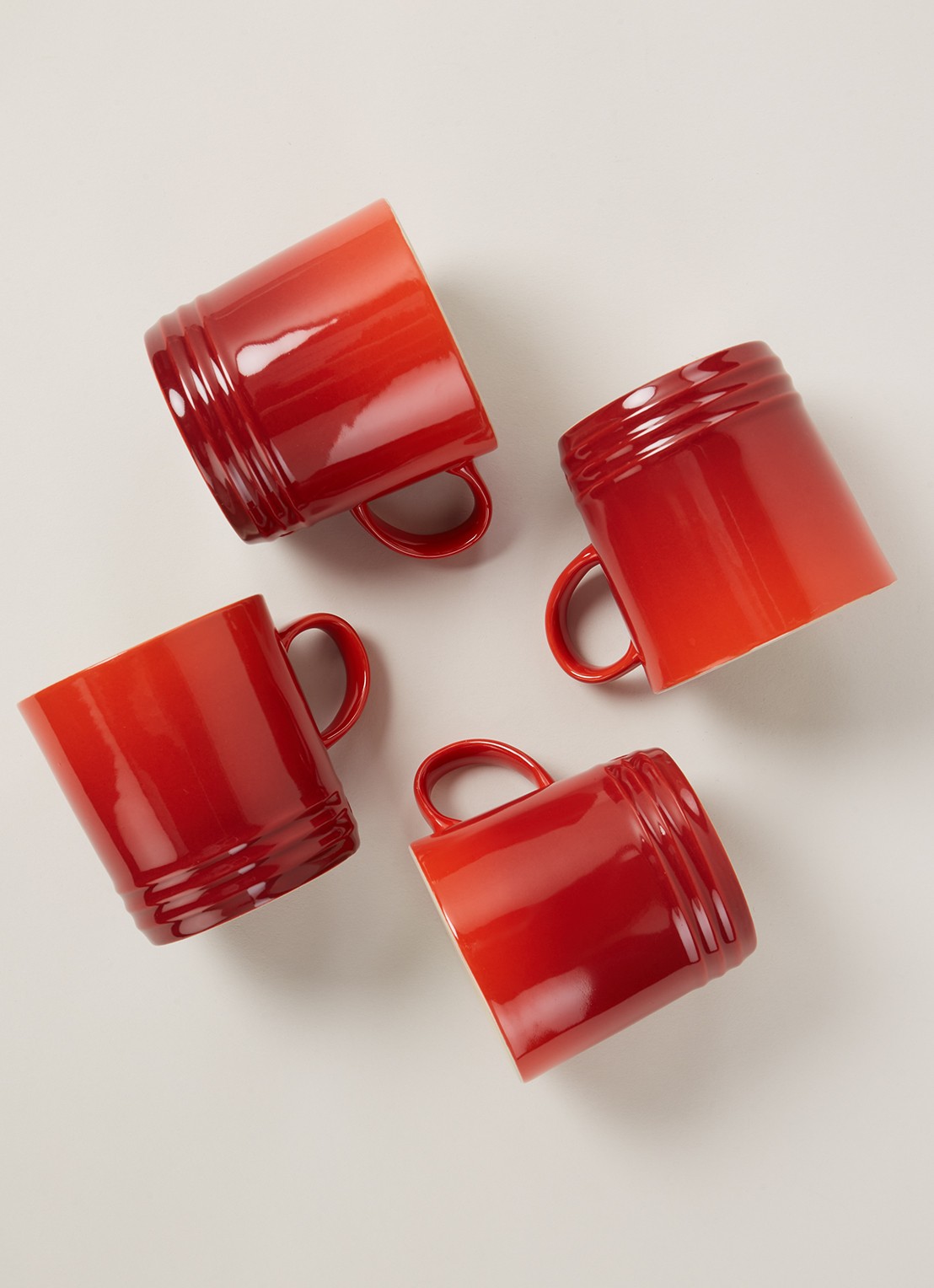 Le Creuset Mok 35 cl set van 4 - detail 3 kersenrood / rood
