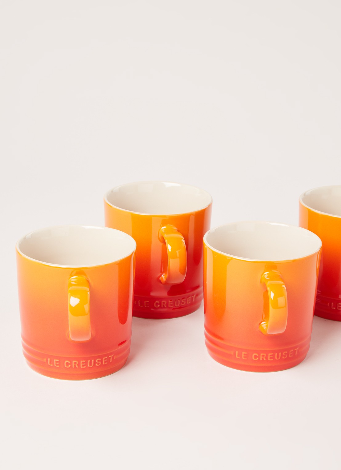 Le Creuset Mok 35 cl set van 4 - detail 3 oranjerood / oranje
