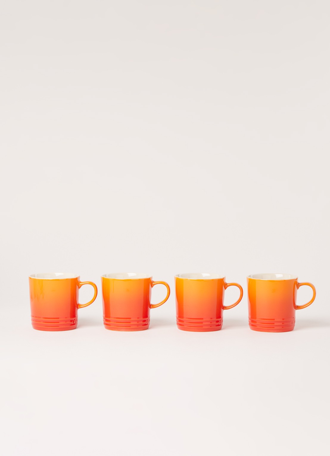 Le Creuset Mok 35 cl set van 4 - voorkant 2 oranjerood / oranje