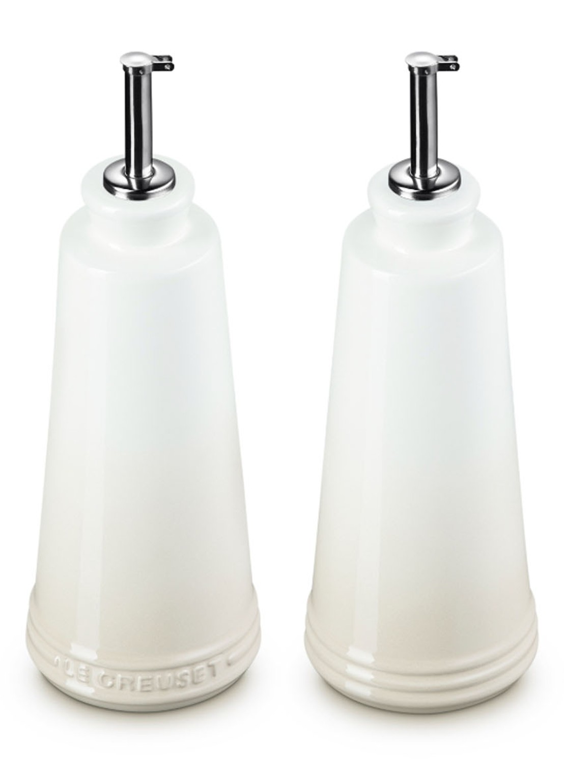 Le Creuset Olie- en azijnstel set van 2  - voorkant 6 meringue / beige