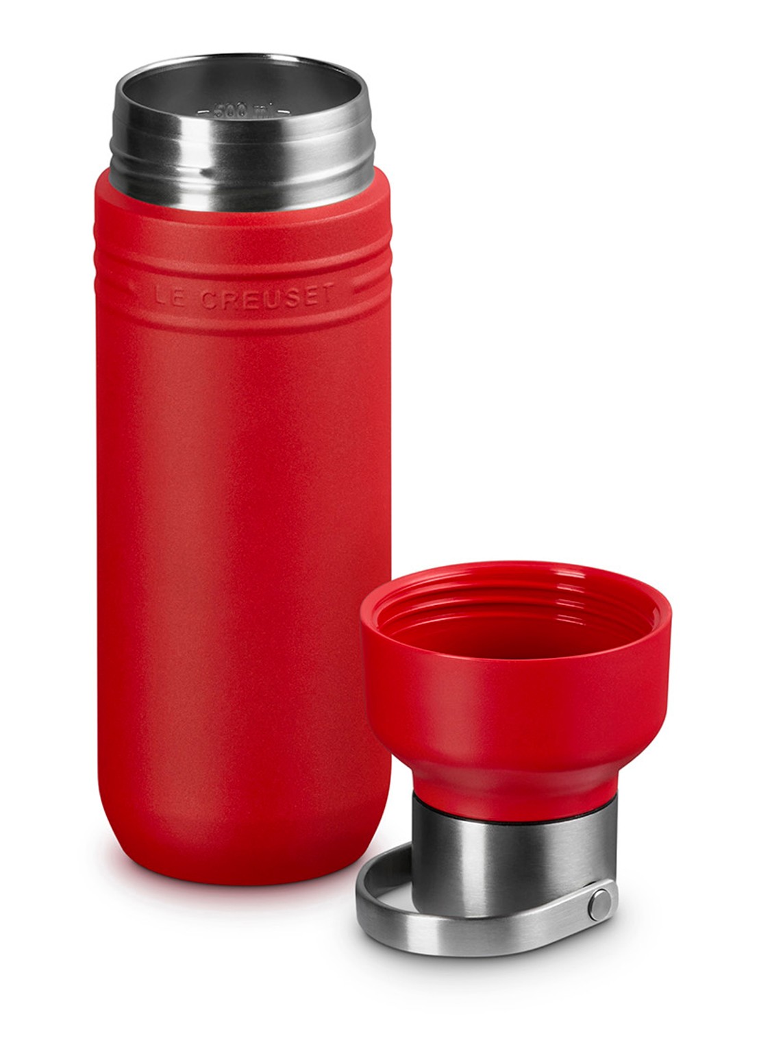 Le Creuset On The Go waterfles 0,5 liter - detail rood