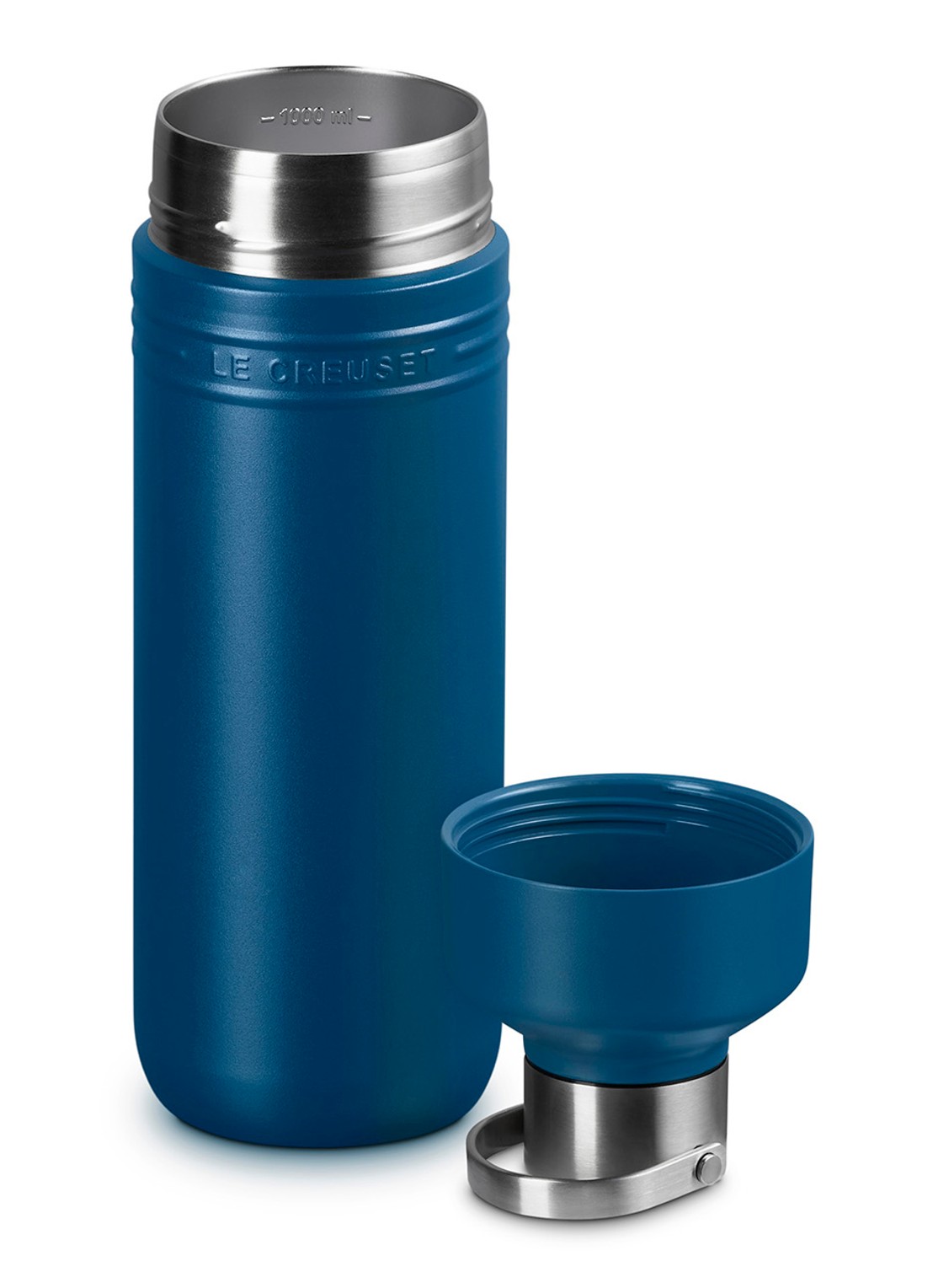 Le Creuset On The Go waterfles 1 liter - detail royalblauw