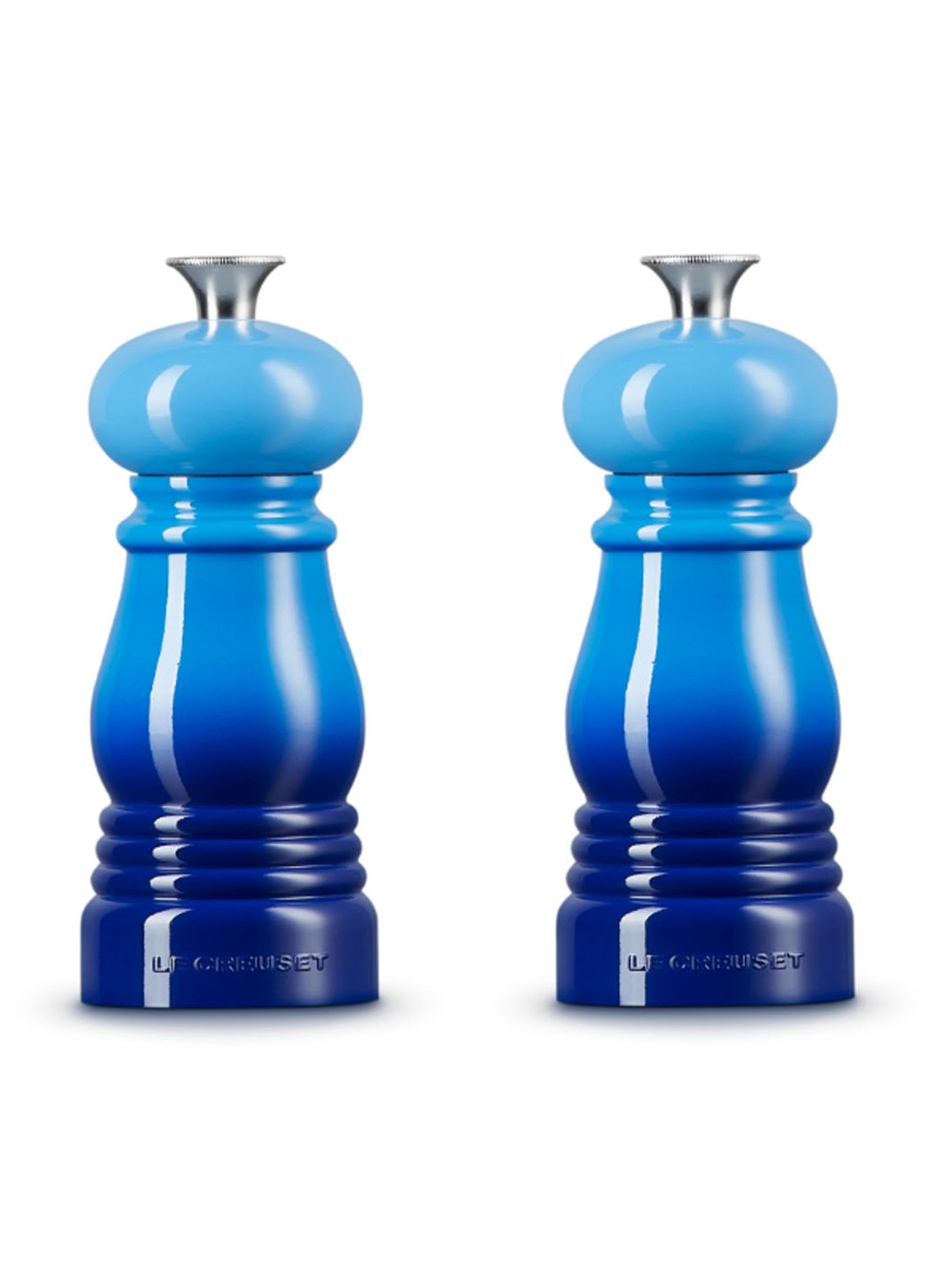 Le Creuset Peper- en zoutmolen 13 cm 2-delig - achterkant azure / blauw