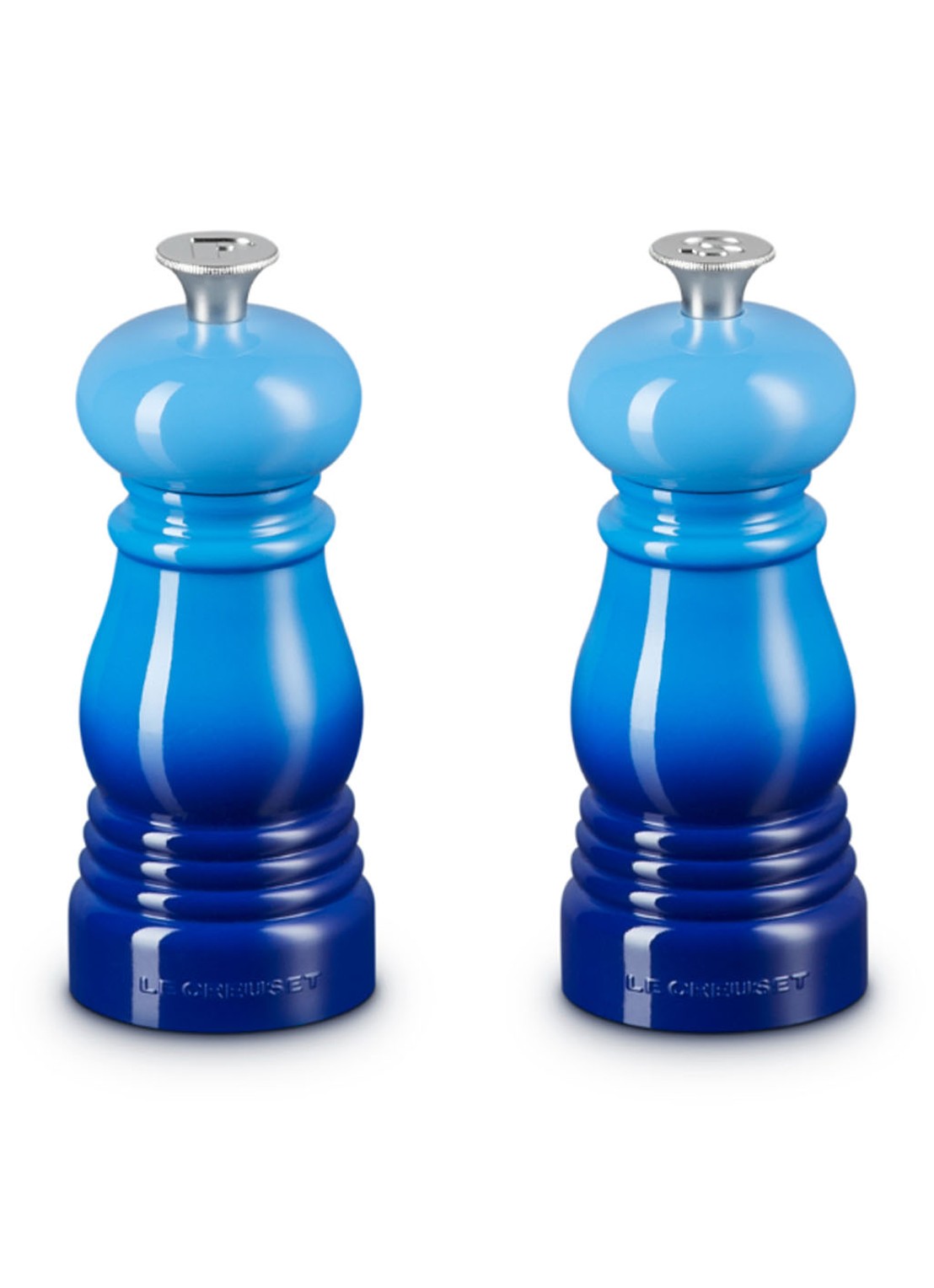 Le Creuset Peper- en zoutmolen 13 cm 2-delig - voorkant 4 azure / blauw