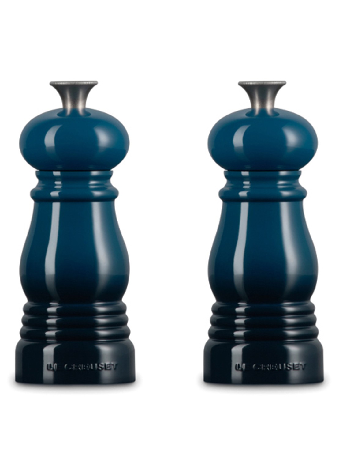 Le Creuset Peper- en zoutmolen 2-delig - achterkant donkerblauw