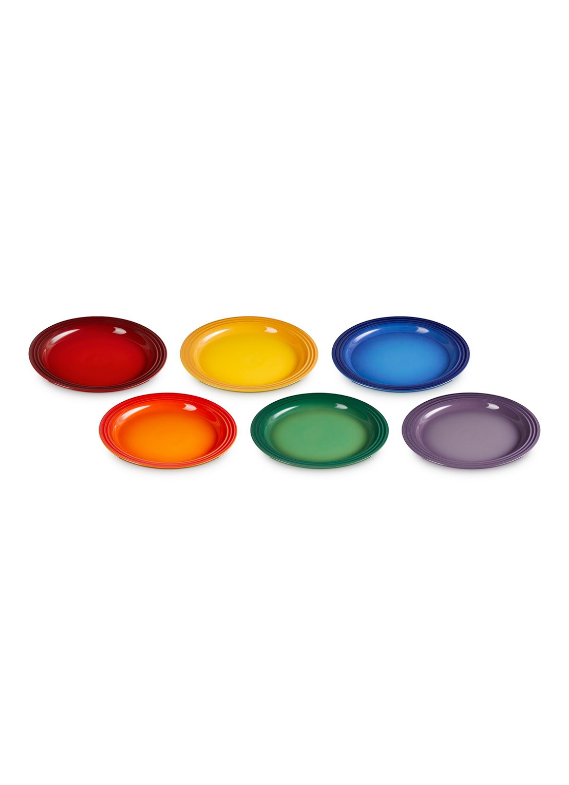 Le Creuset Rainbow dinerbord 27,3 cm set van 6 - voorkant rood