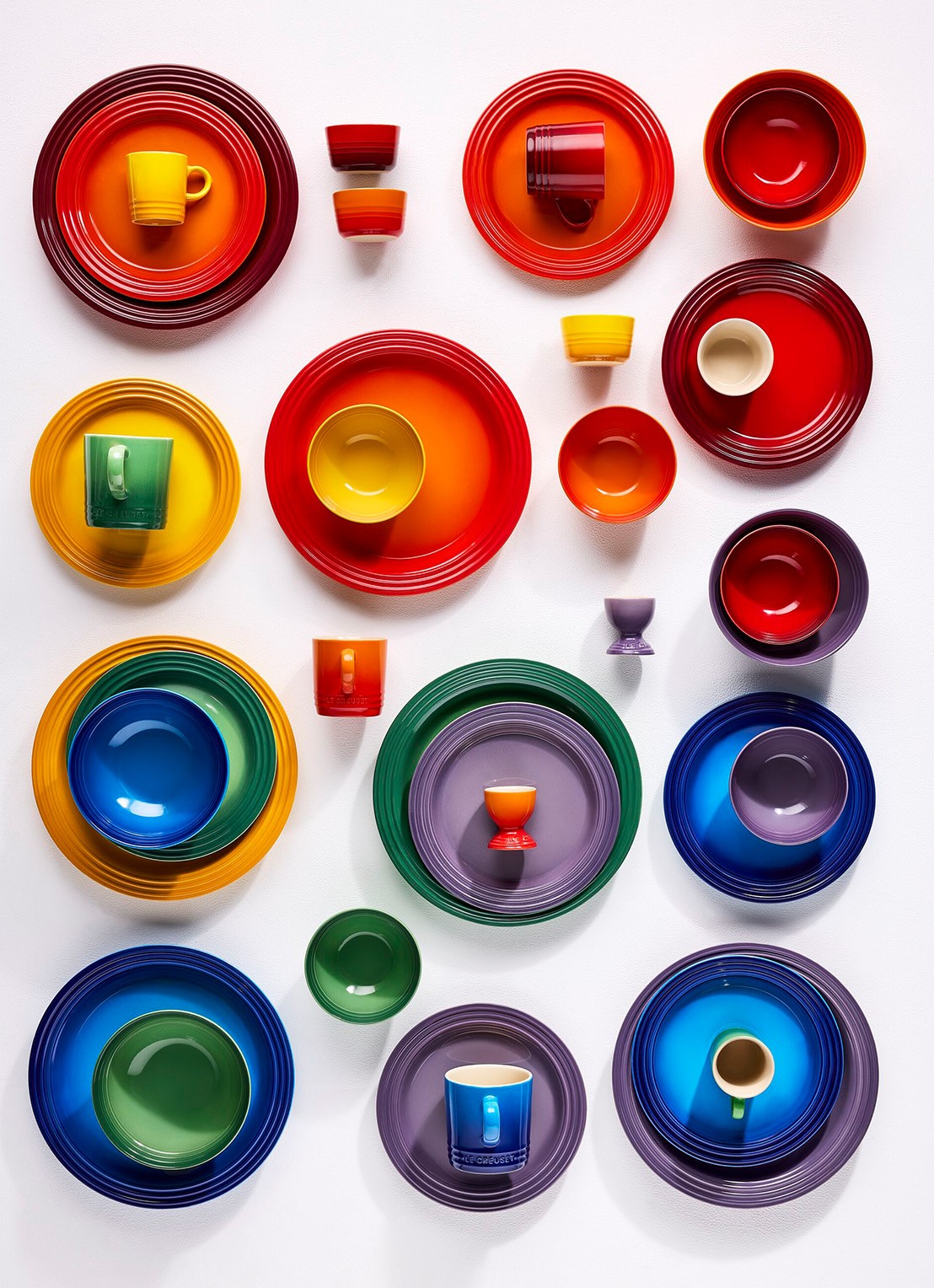 Le Creuset Rainbow dinerbord 27,3 cm set van 6 - voorkant 2 rood