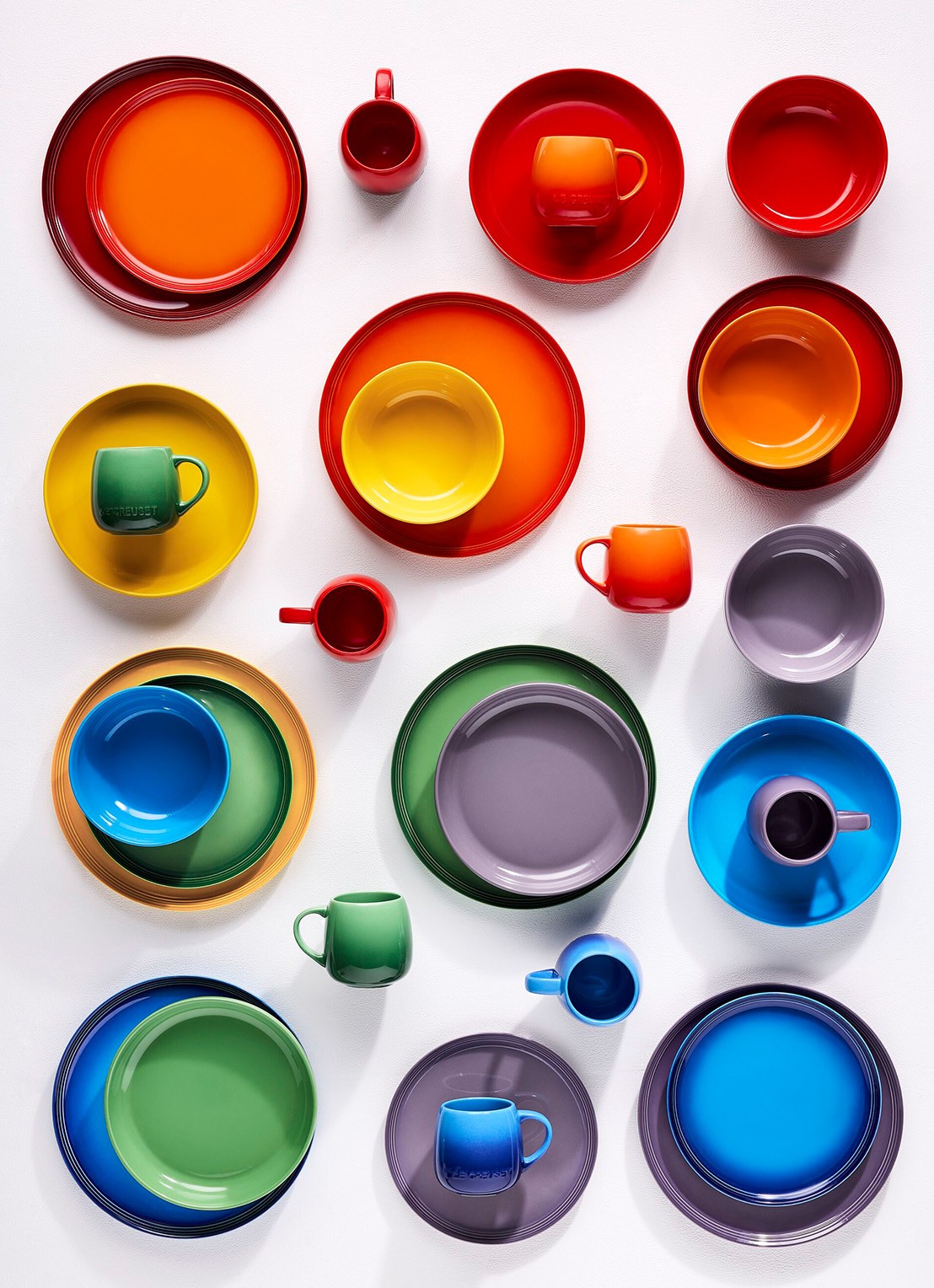Le Creuset Rainbow dinerbord 27 cm set van 6 - achterkant rood