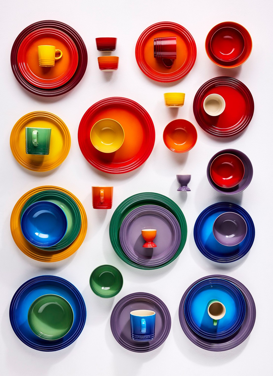 Le Creuset Rainbow eierdop 5,9 cm set van 6 - achterkant rood