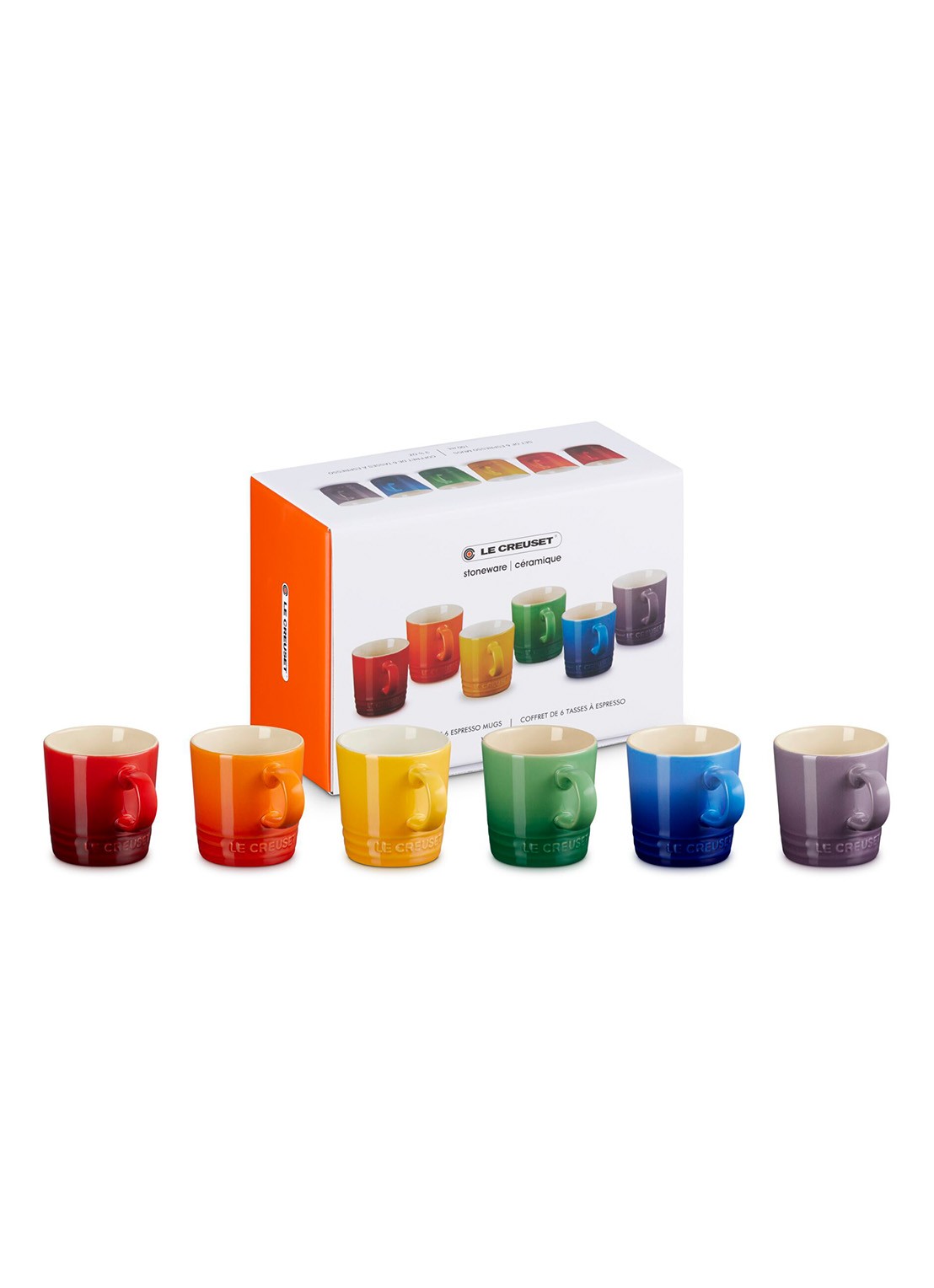 Le Creuset Rainbow espressokopje 10 cl set van 6 - voorkant 2 rood