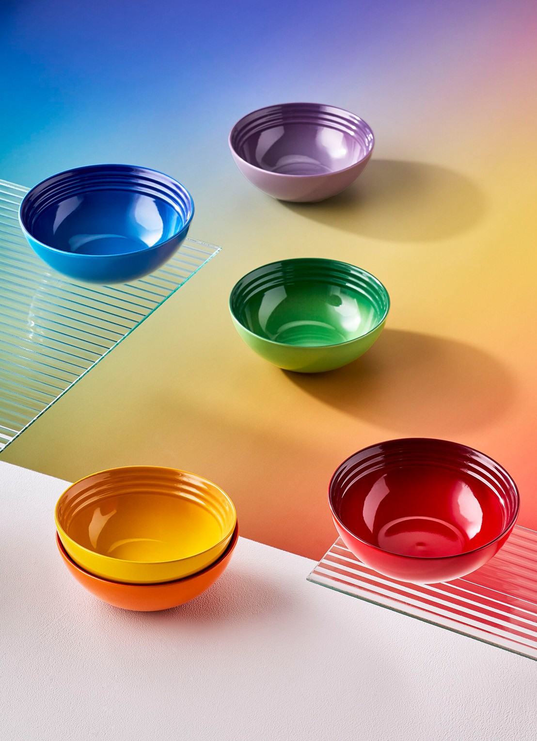 Le Creuset Rainbow kom 16,2 cm set van 6 - detail 3 rood