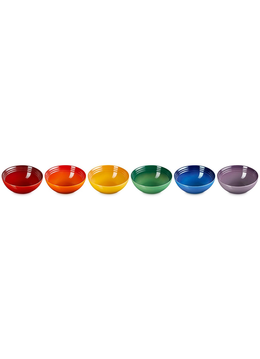 Le Creuset Rainbow kom 16,2 cm set van 6 - voorkant rood