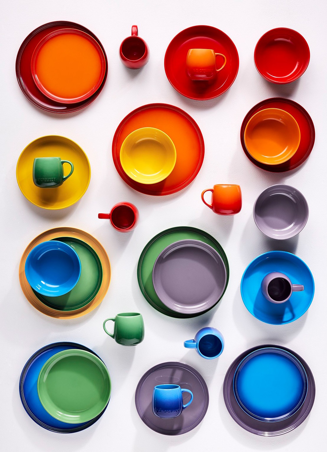Le Creuset Rainbow kom 16 cm set van 6 - achterkant rood