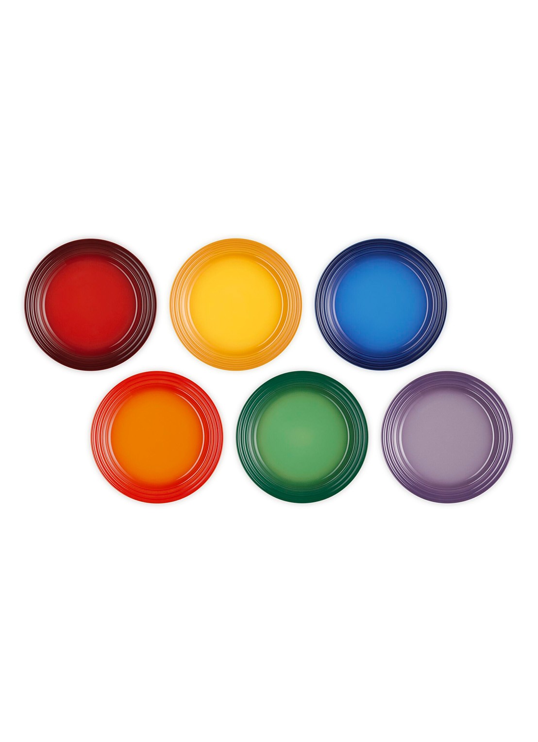 Le Creuset Rainbow ontbijtbord 21,8 cm set van 6 - detail rood