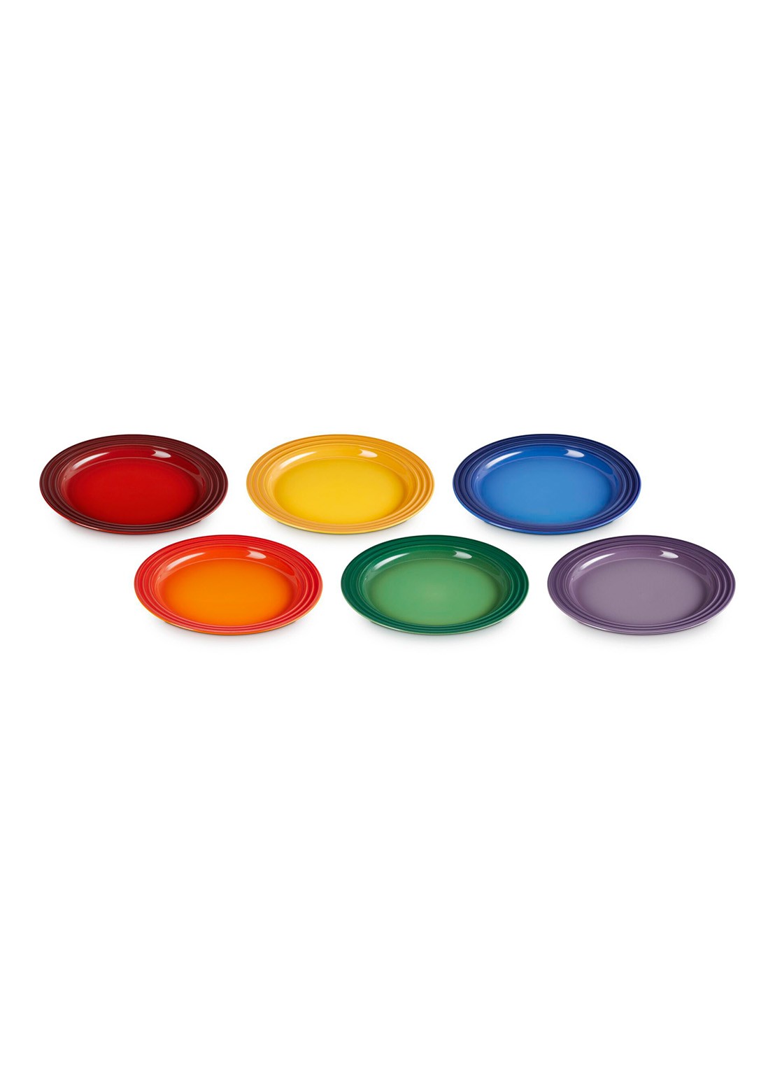 Le Creuset Rainbow ontbijtbord 21,8 cm set van 6 - voorkant 3 rood