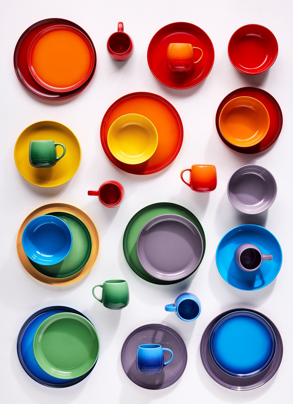 Le Creuset Rainbow ontbijtbord 22 cm set van 6 - achterkant 3 rood