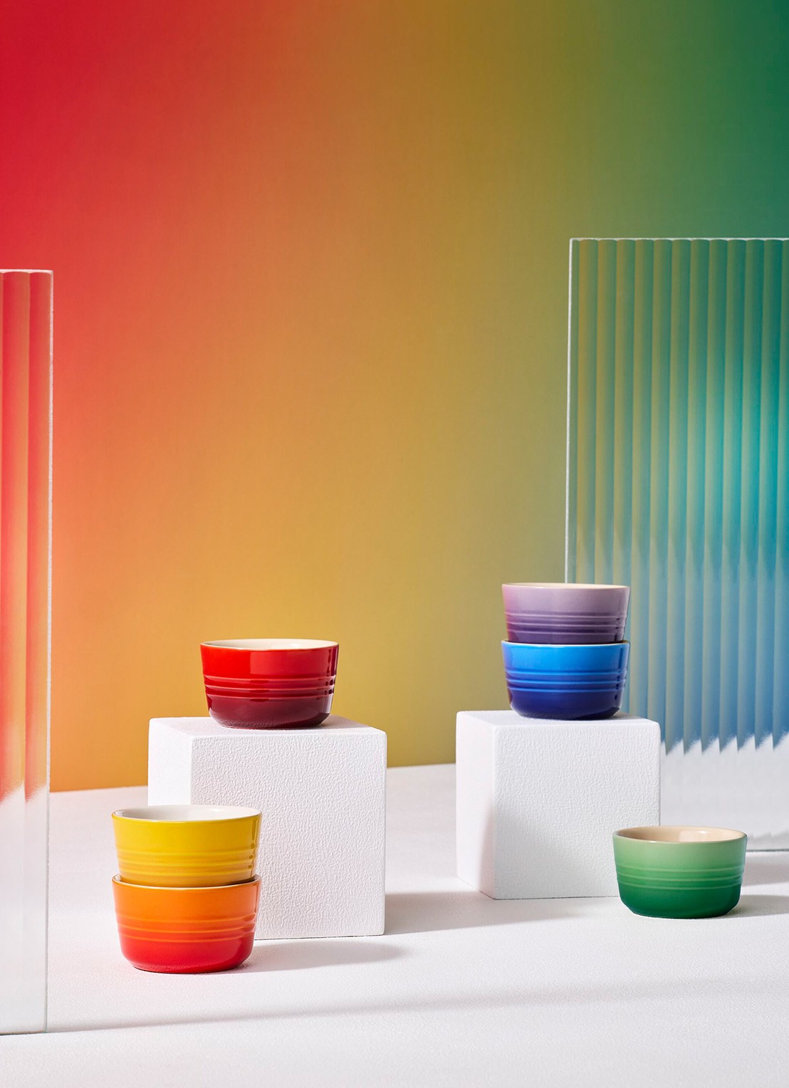 Le Creuset Rainbow ramekin 10 cl set van 6 - voorkant 4 rood