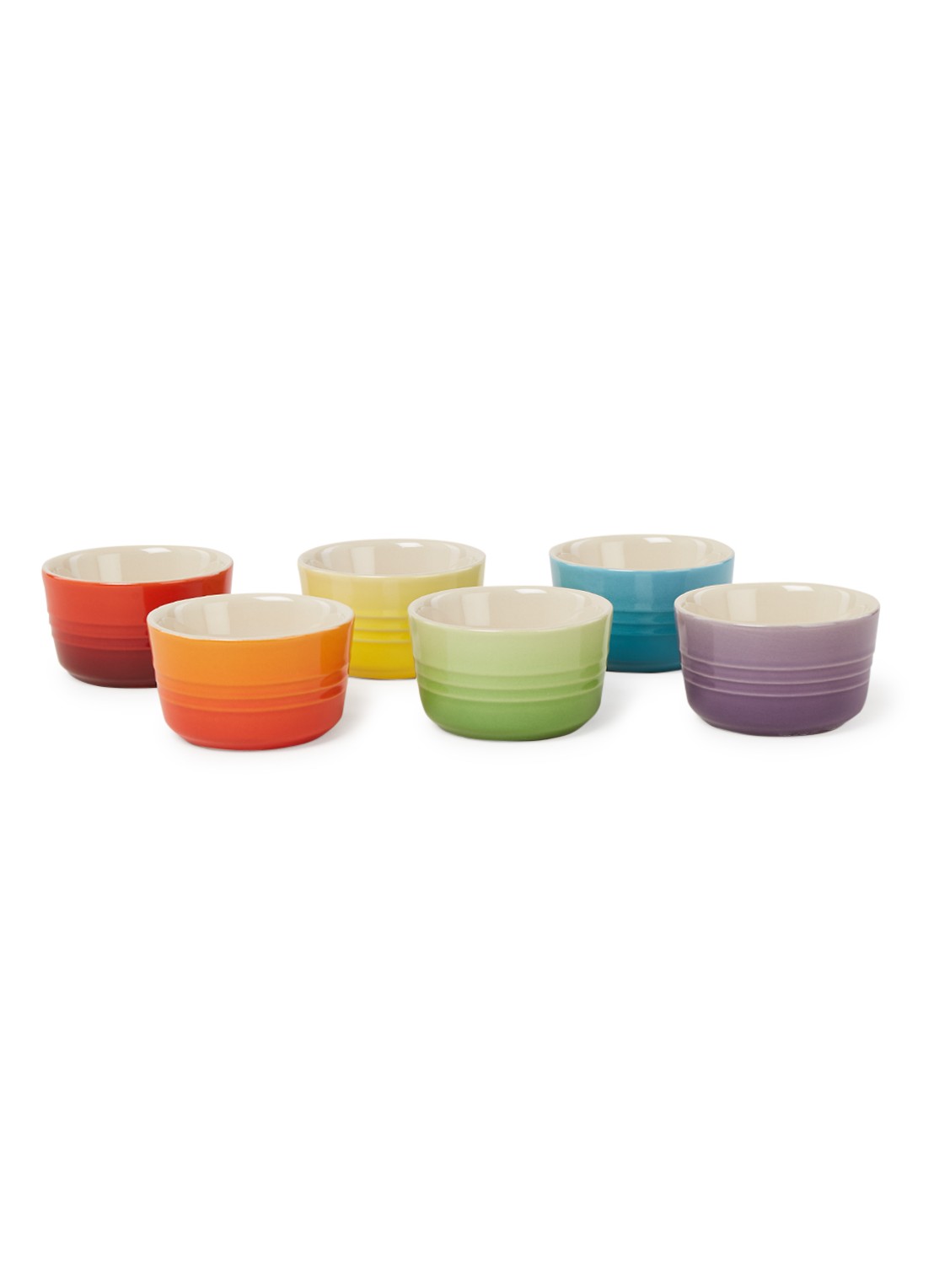 Le Creuset Ramekin ovenschaal 7,5 cm set van 6  - voorkant multicolour / multicolor