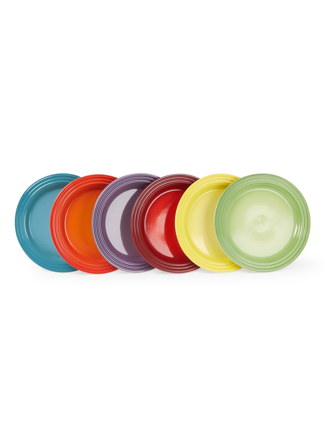 Le Creuset Regenboog ontbijtbord 22 cm set van 6 - voorkant multicolour / multicolor