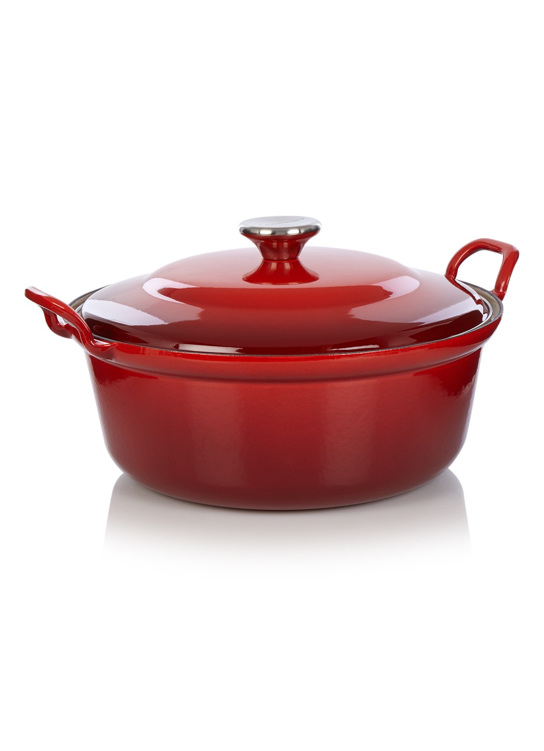 Le Creuset Ronde braad-/stoofpan Ø28 cm - voorkant kersenrood / rood