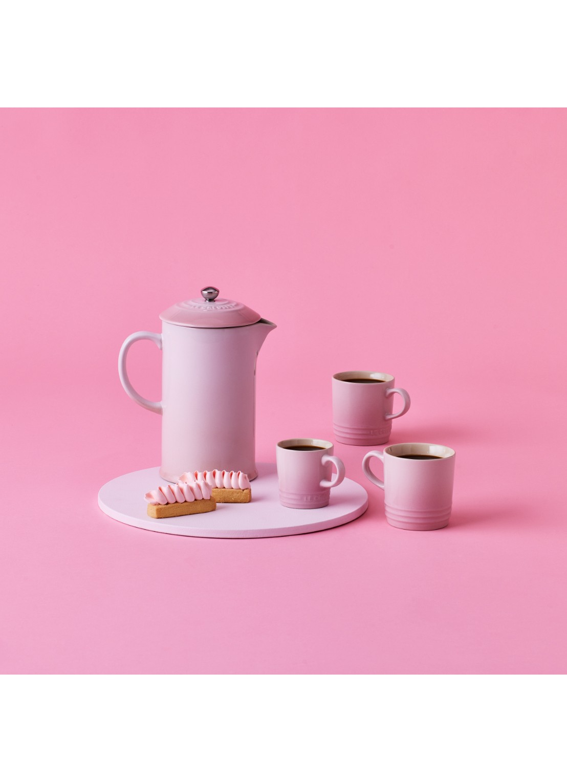 Le Creuset Screwpull wijnpomp 4-delig - voorkant 2 shell pink / roze