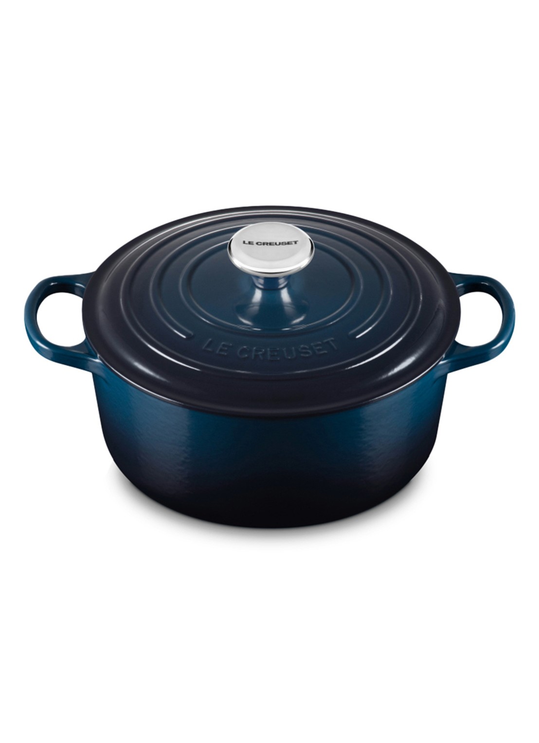Le Creuset Signature braad-/stoofpan Ø24 cm - voorkant 6 donkerblauw