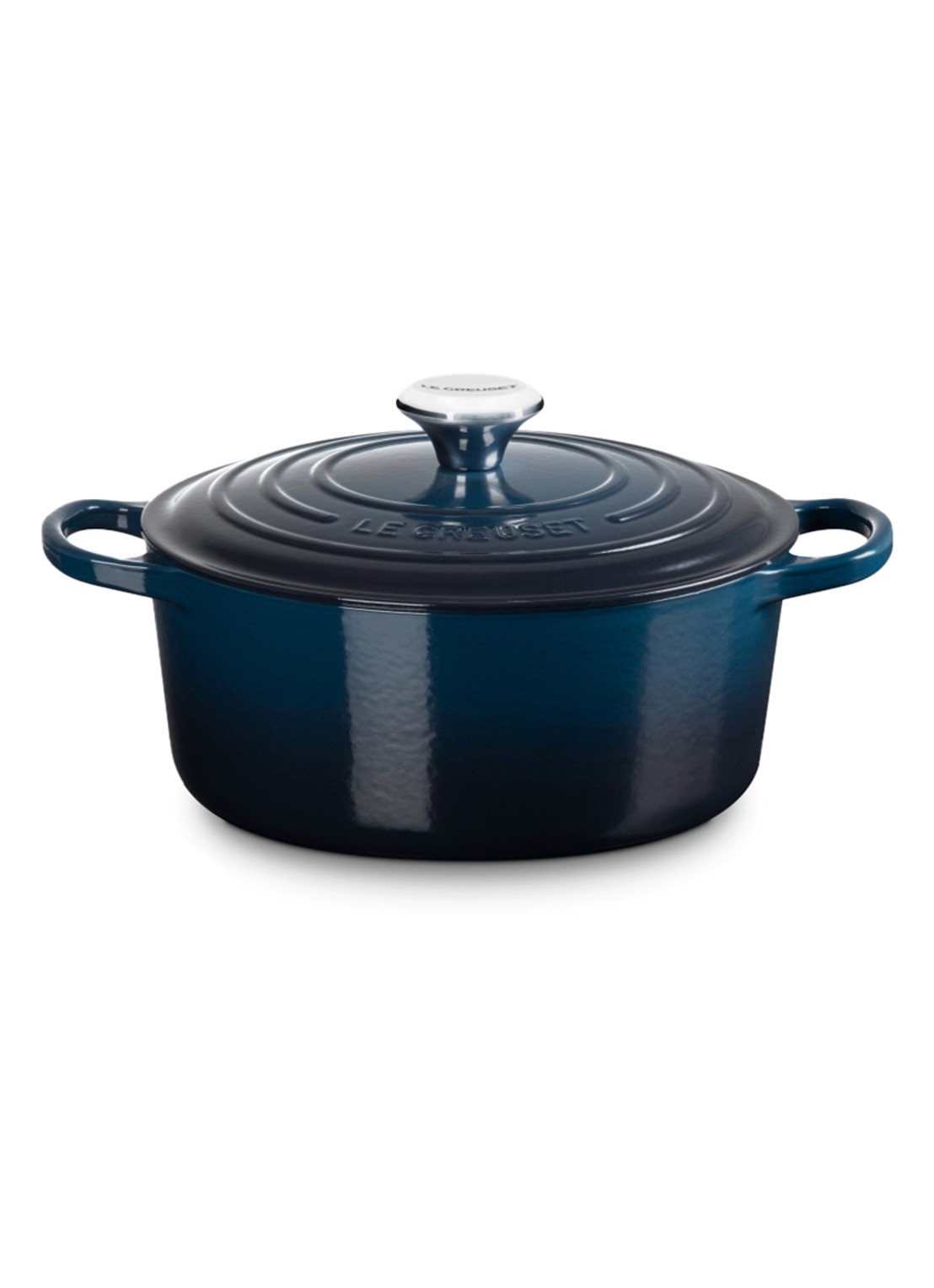 Le Creuset Signature braad-/stoofpan Ø24 cm - voorkant 7 donkerblauw