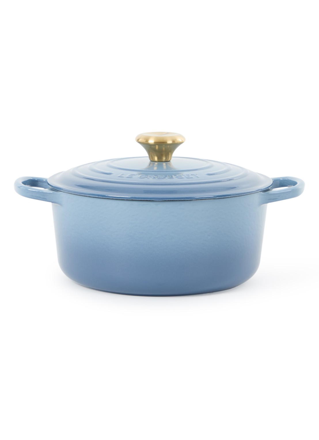 Le Creuset Signature braad-/stoofpan Ø24 cm - voorkant chambray / blauw