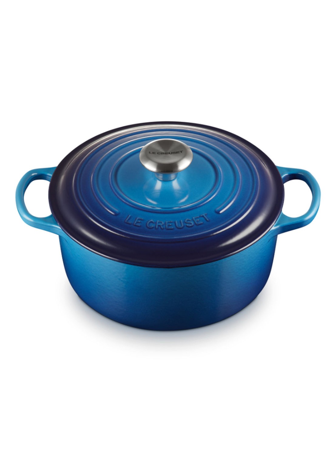 Le Creuset Signature braadpan Ø24 cm - voorkant azure / blauw