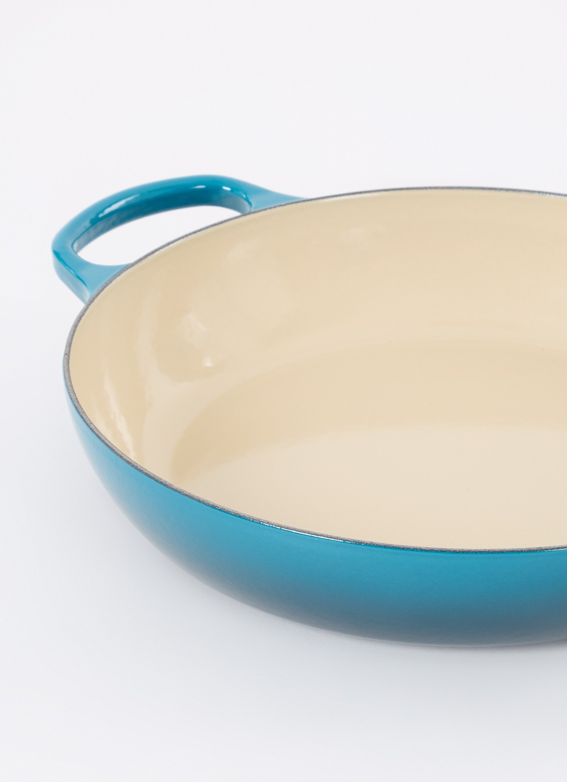 Le Creuset Signature braadpan Ø30 cm - detail deep teal / blauw