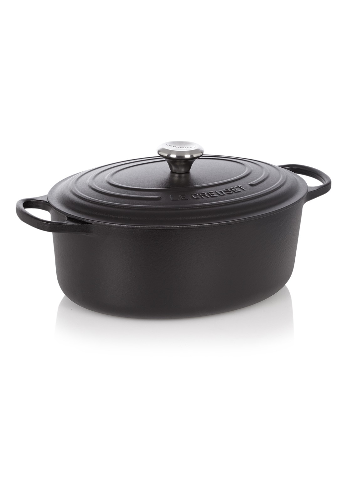 Le Creuset Signature braadpan 31 cm - voorkant mat zwart / zwart