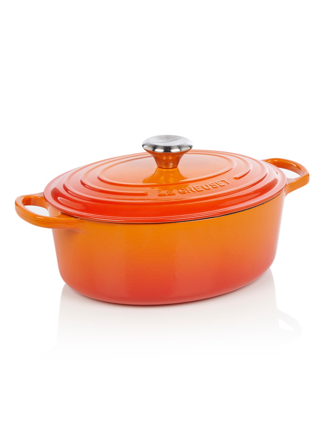 Le Creuset Signature Braadpan ovaal Ø27 cm - voorkant oranjerood / oranje