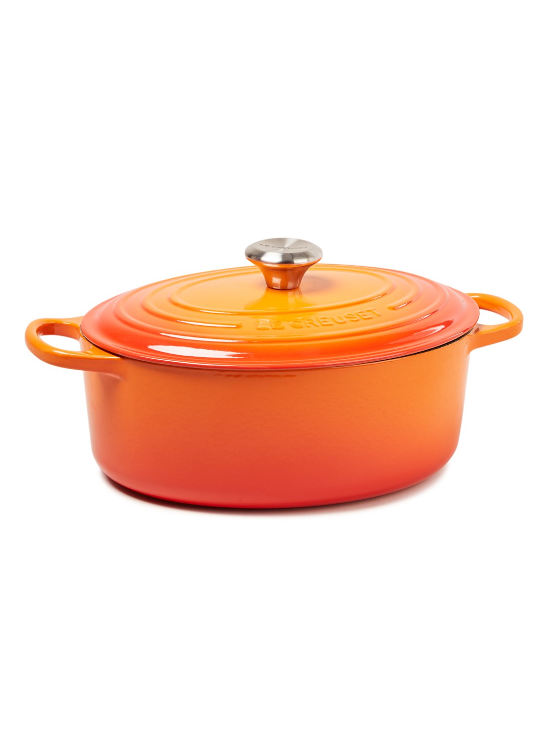 Le Creuset Signature braadpan ovaal 29 cm  - voorkant oranjerood / oranje