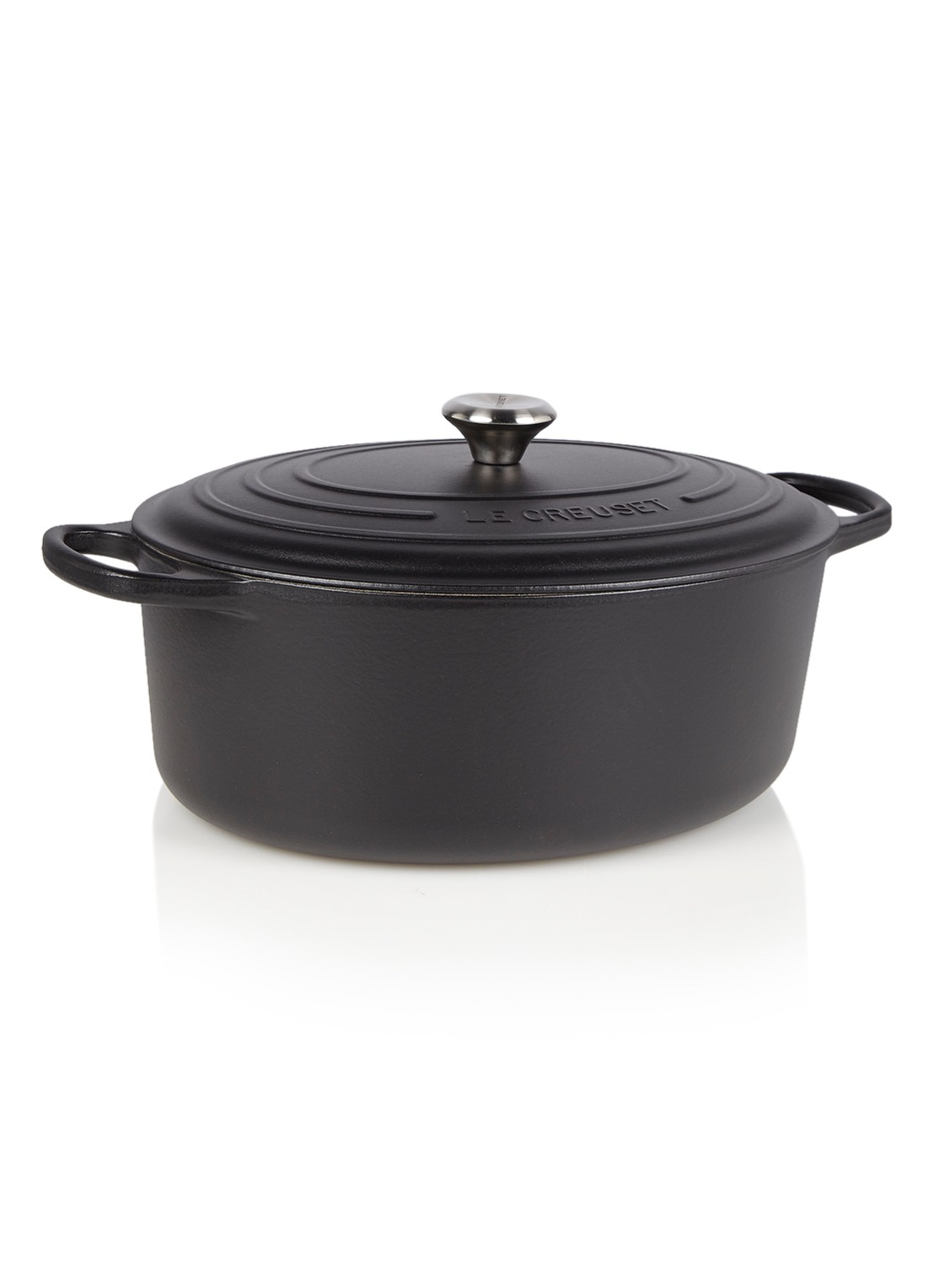 Le Creuset Signature Braadpan ovaal 35 cm - voorkant mat zwart / zwart