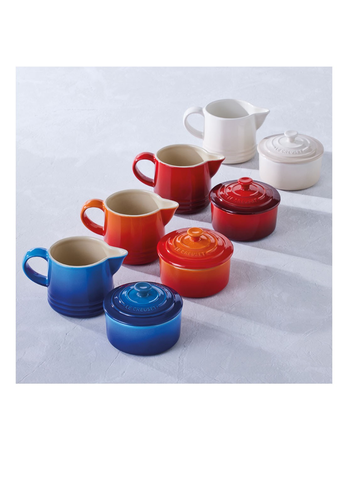 Le Creuset Signature melk- en suikerset - detail 3 kersenrood / rood