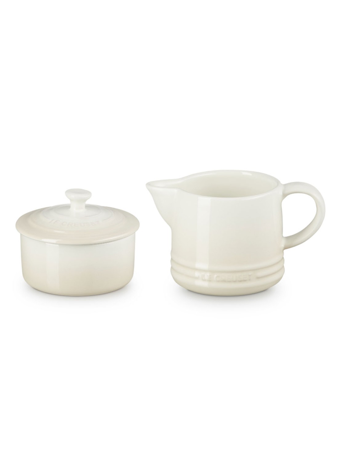 Le Creuset Signature melk- en suikerset  - voorkant 2 meringue / beige