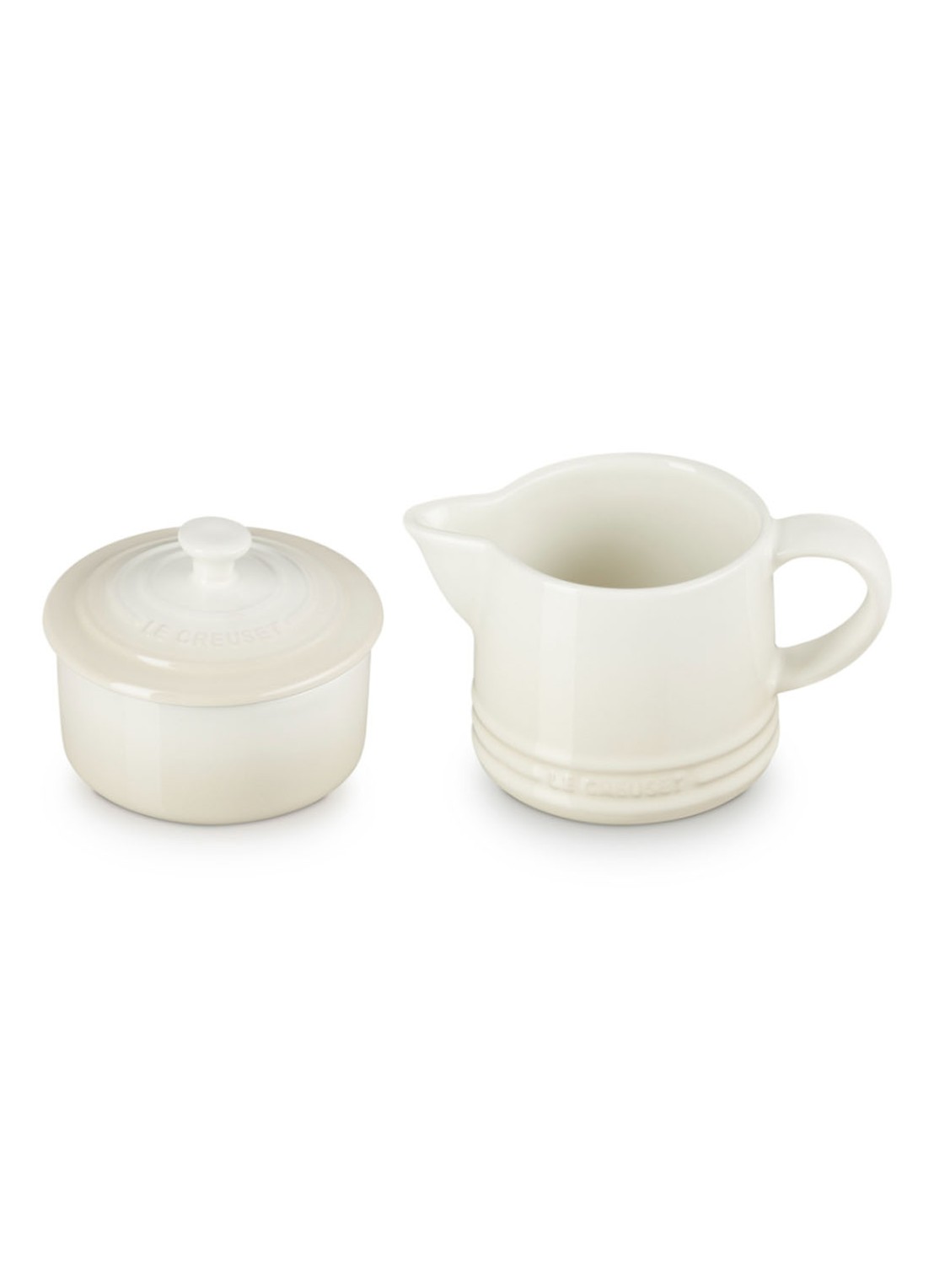 Le Creuset Signature melk- en suikerset  - voorkant 3 meringue / beige