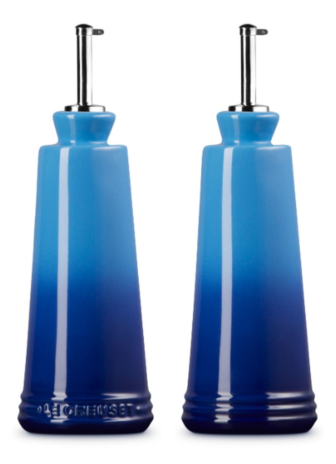 Le Creuset Signature olie- en azijnstel set van 2  - achterkant 6 azure / blauw